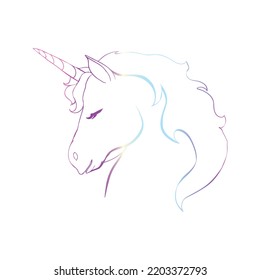 Cute Cartoon Unicorn isolated on white background. Vector illustration for coloring books