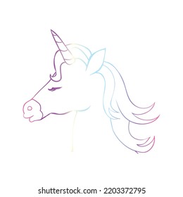Cute Cartoon Unicorn isolated on white background. Vector illustration for coloring books