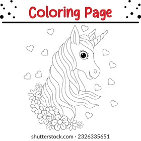 Cute Cartoon Unicorn isolated on white background. Vector illustration for coloring books