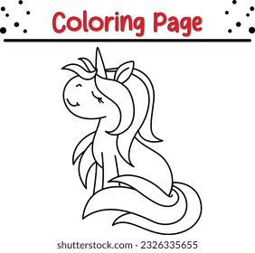 Cute Cartoon Unicorn isolated on white background. Vector illustration for coloring books