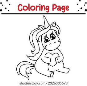 Cute Cartoon Unicorn isolated on white background. Vector illustration for coloring books