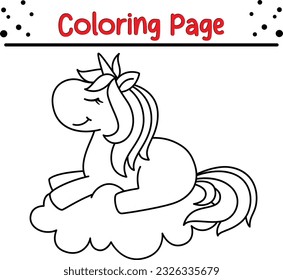 Cute Cartoon Unicorn isolated on white background. Vector illustration for coloring books