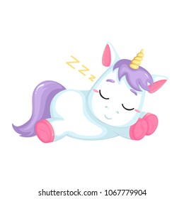 Cute cartoon  unicorn on white background. Vector isolated object. 