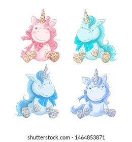 Cute Cartoon Unicorn on a white background