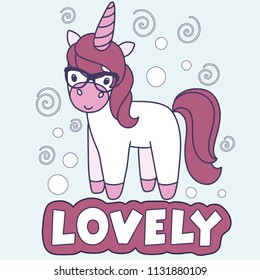Cute cartoon unicorn with phrase in vector