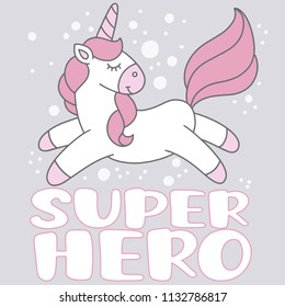 Cute cartoon unicorn with phrase in vector