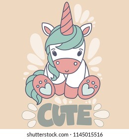 Cute cartoon unicorn with phrase in vector