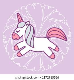Cute cartoon unicorn with phrase in vector