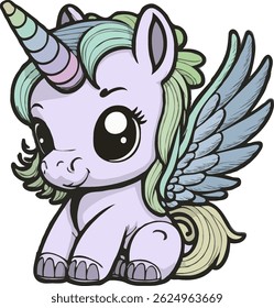 cute cartoon of unicorn series doodle vector illustration
