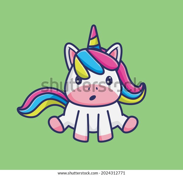 Cute Cartoon Unicorn Sitting Pose Beautiful Stock Vector (Royalty Free ...