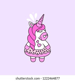 Cute cartoon unicorn in vector