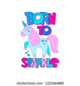 Cute cartoon unicorn in vector