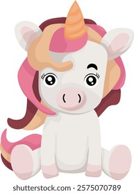 Cute cartoon unicorn. Vector clipart, illustration with isolated background.