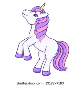 Cute Cartoon Unicorn. Vector illustration
