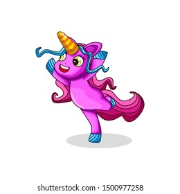 Cute cartoon unicorn. vector illustration of female unicorn.