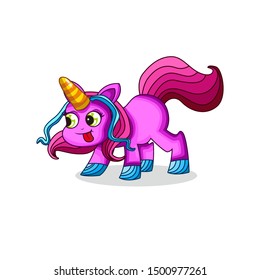 Cute cartoon unicorn. vector illustration of female unicorn.