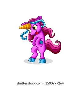 Cute cartoon unicorn. vector illustration of female unicorn.