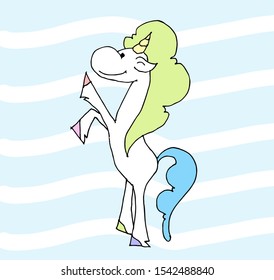 Cute cartoon unicorn. Vector illustration. Сolorful unicorns. 