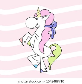 Cute cartoon unicorn. Vector illustration. Сolorful unicorns. 