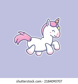 Cute cartoon unicorn in vector illustration. Isolated animal vector. Flat cartoon style