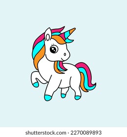 Cute cartoon Unicorn. Vector illustration	