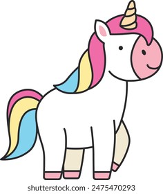 Cute cartoon unicorn vector illustration