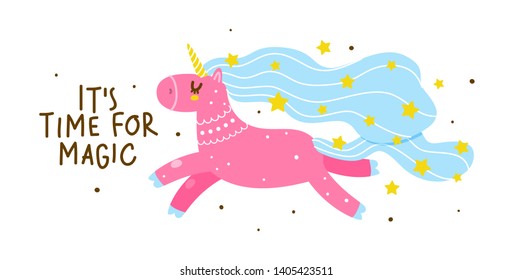Cute cartoon unicorn for Your magic design
