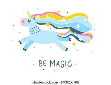 Cute cartoon unicorn for Your magic design