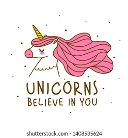 Lindo unicornio de dibujos animados para su diseño mágico