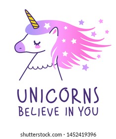 Cute cartoon unicorn for Your magic design