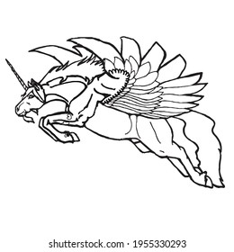 Cute cartoon unicorns Coloring book page Vector illustration, Children background, Coloring page unicorn, Magic pony cartoon, Sketch animals, Animals coloring page 