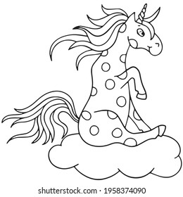 Cute cartoon unicorns Coloring book page Vector illustration, Children background, Coloring page unicorn, Magic pony cartoon, Sketch animals, Animals coloring page