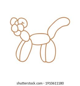 Cute cartoon unisex cat balloon animal vector lineart illustration. Simple boho celebration party sticker clipart. Gender neutral fun kids naive hand drawn doodle. Scandi style birthday clip art. 
