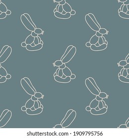 Cute cartoon unisex rabbit balloon animal background. Hand drawn simple boho celebration party home decor. Gender neutral fun kids naive birthday all over print. 