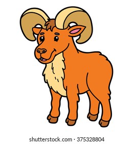 Cute cartoon urial . Vector illustration of cute cartoon urial  character for children and scrap book