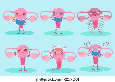 Cute Cartoon Uterus On Blue Background Stock Vector (Royalty Free ...