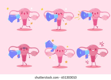 cute cartoon uterus  take microphone with different emoji