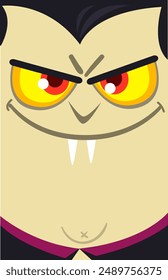  Cute cartoon vampire character with big open mouth, tongue, fangs. 
