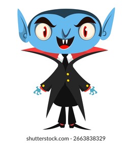 Lindo diseño de personajes de vampiros de dibujos animados. Ilustración vectorial para la decoración temática del partido de Halloween