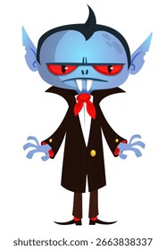 Lindo diseño de personajes de vampiros de dibujos animados. Ilustración vectorial para la decoración temática del partido de Halloween