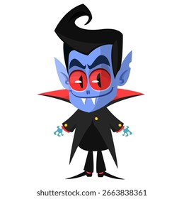 Cute cartoon vampire character design. Vector illustration for Halloween themed party decoration