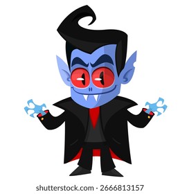 Cute cartoon vampire character design. Vector illustration for Halloween themed party decoration