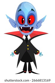 Cute cartoon vampire character design. Vector illustration for Halloween themed party decoration