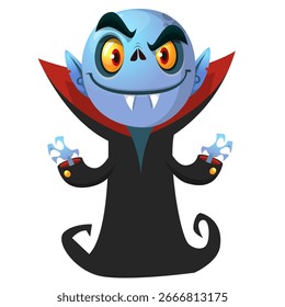 Cute cartoon vampire character design. Vector illustration for Halloween themed party decoration