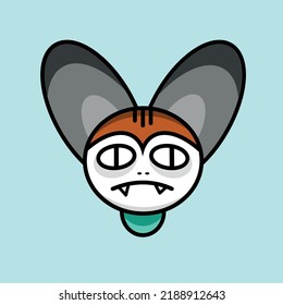 Cute cartoon vampire character face with fangs