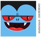 Cute cartoon vampire face avatar character design. Vector illustration for Halloween themed party decoration