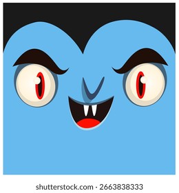 Cute cartoon vampire face avatar character design. Vector illustration for Halloween themed party decoration