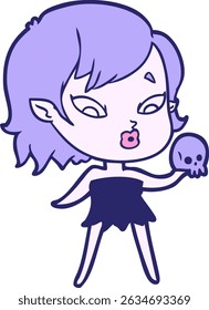 bonitos desenhos animados vampiro menina em cores neon brilhantes