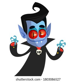 Cute cartoon vampire smiling. Vector illustration