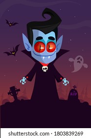 Pequeño vampiro caricaturista sonriendo. Ilustración del vector